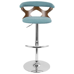 English Elm Mid-Century Swivel Barstool Walnut Frame Cushioned Seat Adjustable Height Kitchen Island B202P291032