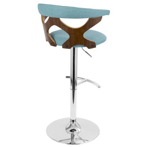 English Elm Mid-Century Swivel Barstool Walnut Frame Cushioned Seat Adjustable Height Kitchen Island B202P291032