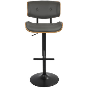 English Elm Mid-Century Modern Swivel Barstool Walnut Wood Back Adjustable Faux Leather Seat B202P291033