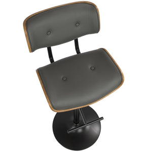 English Elm Mid-Century Modern Swivel Barstool Walnut Wood Back Adjustable Faux Leather Seat B202P291033