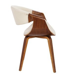 English Elm Mid-century Modern Walnut Frame Accent Chair Woven Cream Upholstery Open Back Design B202P291034