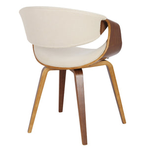 English Elm Mid-century Modern Walnut Frame Accent Chair Woven Cream Upholstery Open Back Design B202P291034