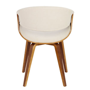 English Elm Mid-century Modern Walnut Frame Accent Chair Woven Cream Upholstery Open Back Design B202P291034