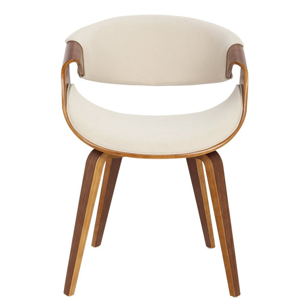 English Elm Mid-century Modern Walnut Frame Accent Chair Woven Cream Upholstery Open Back Design B202P291034
