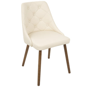 English Elm Mid-century Button-tufted Faux Leather Accent Chair with Solid Walnut Legs for Dining B202P291036