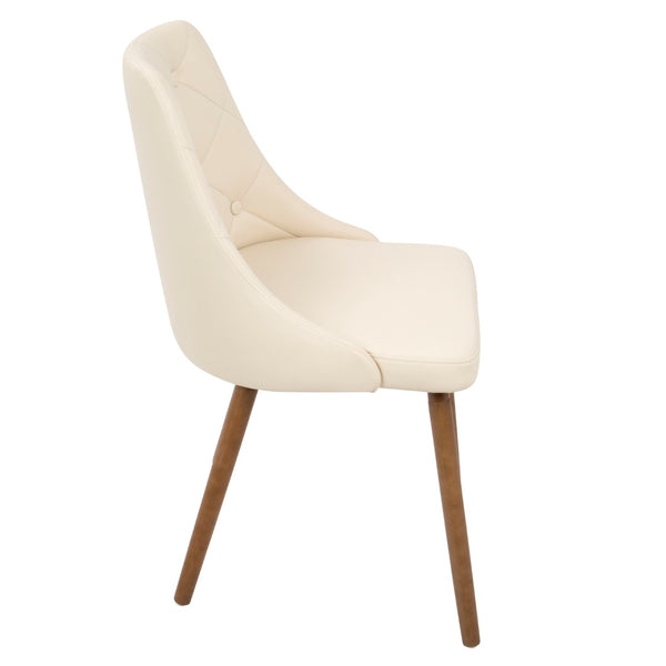 English Elm Mid-century Button-tufted Faux Leather Accent Chair with Solid Walnut Legs for Dining B202P291036