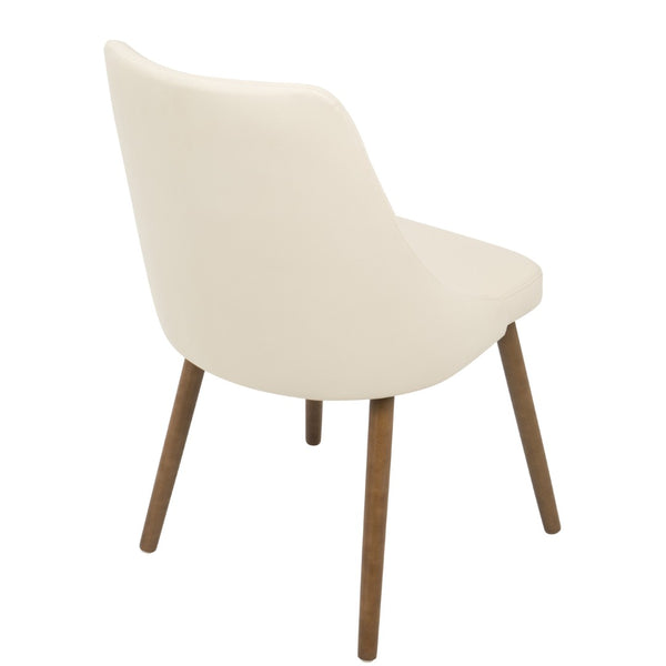 English Elm Mid-century Button-tufted Faux Leather Accent Chair with Solid Walnut Legs for Dining B202P291036