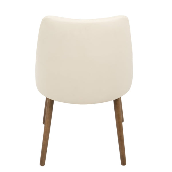 English Elm Mid-century Button-tufted Faux Leather Accent Chair with Solid Walnut Legs for Dining B202P291036