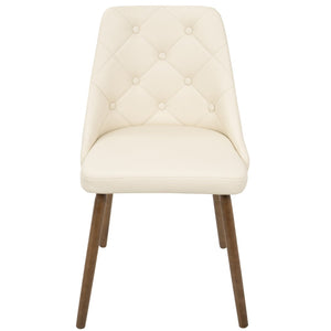 English Elm Mid-century Button-tufted Faux Leather Accent Chair with Solid Walnut Legs for Dining B202P291036