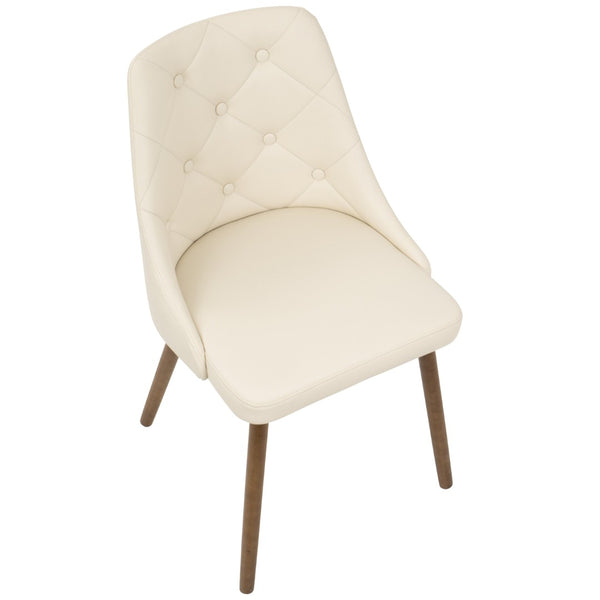 English Elm Mid-century Button-tufted Faux Leather Accent Chair with Solid Walnut Legs for Dining B202P291036