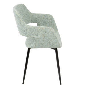 English Elm Mid-century Upholstered Dining Chairs Tapered Metal Legs Sculptural Set for Any Room B202P291037