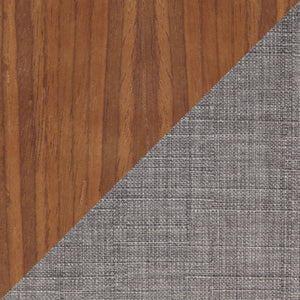 English Elm Mid-Century Modern Accent Dining Chair Walnut Legs Cut-Out Back Grey Upholstered Seat B202P291038