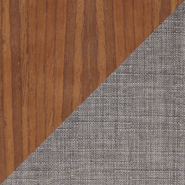 English Elm Mid-Century Modern Accent Dining Chair Walnut Legs Cut-Out Back Grey Upholstered Seat B202P291038