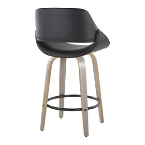 English Elm 26 Inch Swivel Counter Stools Set of 2 Faux Leather Bent Wood Mid-Century Kitchen B202P291077