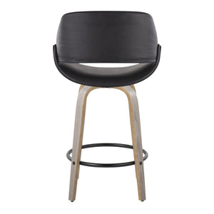 English Elm 26 Inch Swivel Counter Stools Set of 2 Faux Leather Bent Wood Mid-Century Kitchen B202P291077