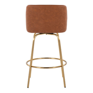 English Elm 26" Glam Swivel Counterstools Faux Leather Seat Gold Base Kitchen Island Set of 2 B202P291103
