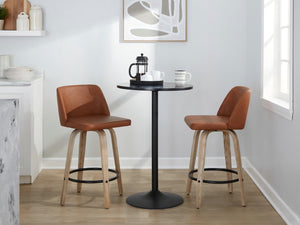 English Elm 26 Inch Swivel Counter Stools Set of 2 Faux Leather Seat Whitewashed Wood Legs Kitchen B202P291106