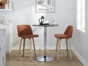 English Elm 26 Inch Swivel Counterstools with Whitewashed Wood Frame and Faux Leather Seat Set of 2 B202P291108