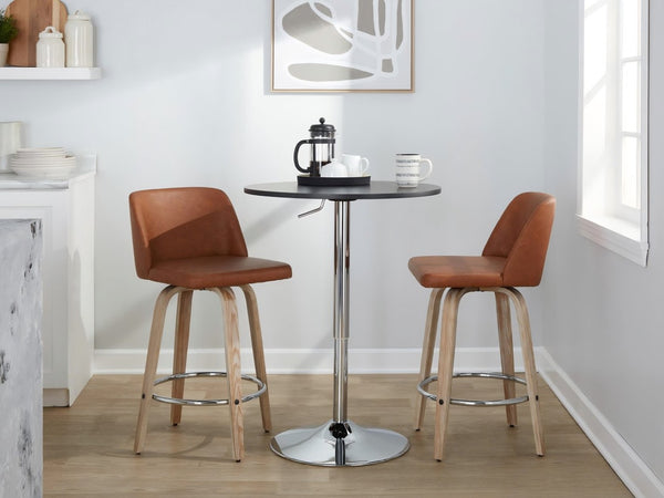 English Elm 26 Inch Swivel Counterstools with Whitewashed Wood Frame and Faux Leather Seat Set of 2 B202P291108