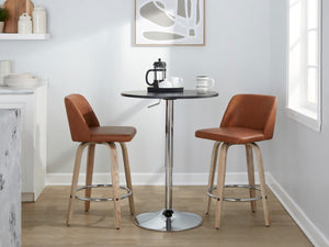 English Elm 26 Inch Swivel Counterstools with Whitewashed Wood Frame and Faux Leather Seat Set of 2 B202P291108