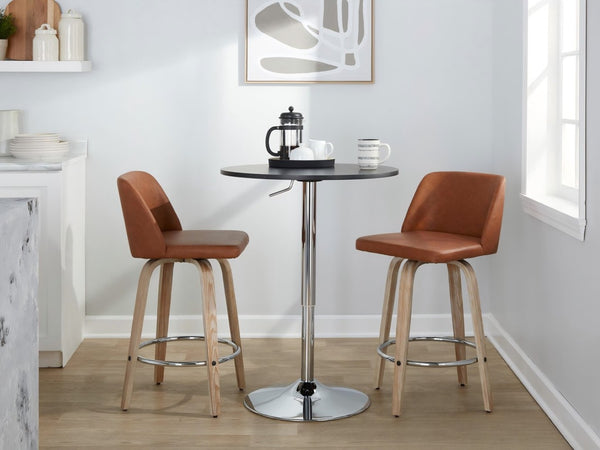 English Elm 26 Inch Swivel Counterstools with Whitewashed Wood Frame and Faux Leather Seat Set of 2 B202P291108