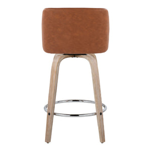 English Elm 26 Inch Swivel Counterstools with Whitewashed Wood Frame and Faux Leather Seat Set of 2 B202P291108