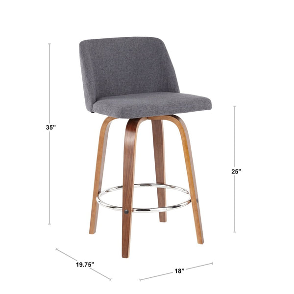 English Elm 26 Inch Mid Century Swivel Barstools Walnut Base Camel Faux Leather Set of 2 B202P291109