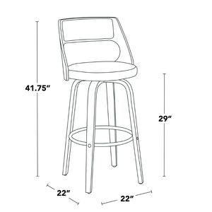 English Elm 30" Mid-century Swivel Barstools with Cherry Bentwood Legs and Faux Leather Seats Set of 2 B202P291111