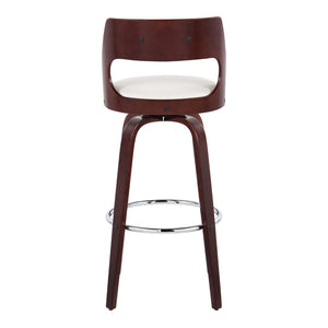 English Elm 30" Mid-century Swivel Barstools with Cherry Bentwood Legs and Faux Leather Seats Set of 2 B202P291111