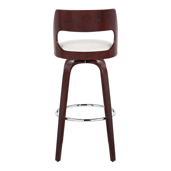 English Elm 30" Mid-century Swivel Barstools with Cherry Bentwood Legs and Faux Leather Seats Set of 2 B202P291111