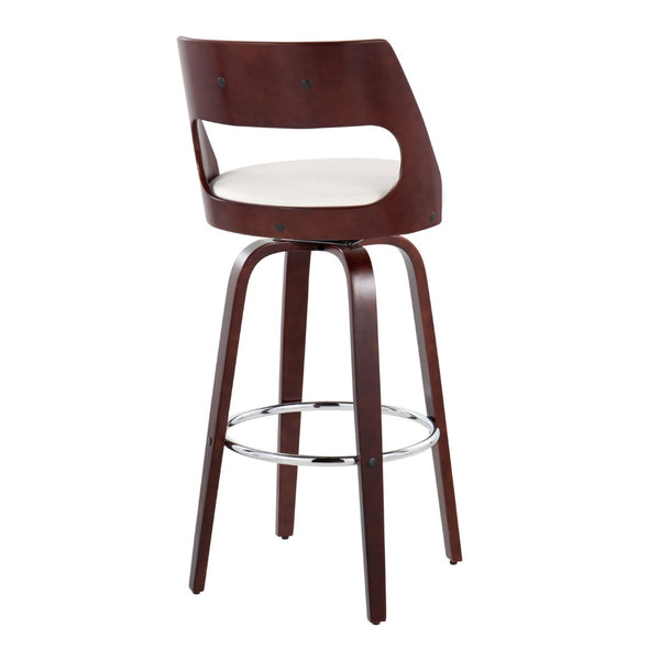 English Elm 30" Mid-century Swivel Barstools with Cherry Bentwood Legs and Faux Leather Seats Set of 2 B202P291111