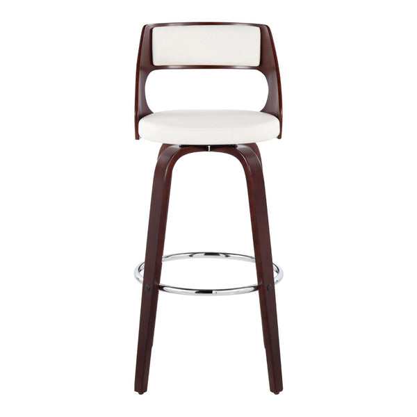 English Elm 30" Mid-century Swivel Barstools with Cherry Bentwood Legs and Faux Leather Seats Set of 2 B202P291111