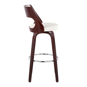 English Elm 30" Mid-century Swivel Barstools with Cherry Bentwood Legs and Faux Leather Seats Set of 2 B202P291111