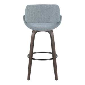 English Elm 30 Inch Mid-Century Swivel Barstools with Walnut Bentwood Legs and Upholstered Seats Set of 2 B202P291114