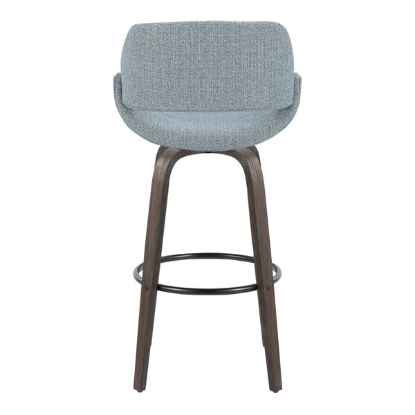English Elm 30 Inch Mid-Century Swivel Barstools with Walnut Bentwood Legs and Upholstered Seats Set of 2 B202P291114