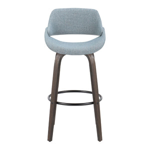 English Elm 30 Inch Mid-Century Swivel Barstools with Walnut Bentwood Legs and Upholstered Seats Set of 2 B202P291114