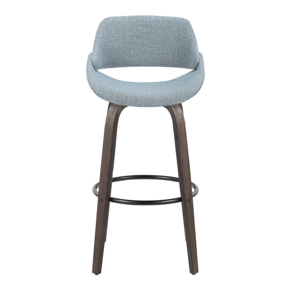 English Elm 30 Inch Mid-Century Swivel Barstools with Walnut Bentwood Legs and Upholstered Seats Set of 2 B202P291114