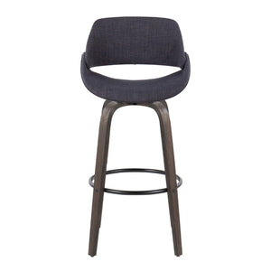 English Elm 30 Inch Mid-Century Swivel Barstools with Walnut Bentwood Legs and Charcoal Seats Set of 2 B202P291115