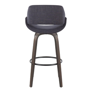English Elm 30 Inch Mid-Century Swivel Barstools with Walnut Bentwood Legs and Charcoal Seats Set of 2 B202P291115
