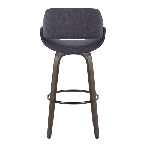 English Elm 30 Inch Mid-Century Swivel Barstools with Walnut Bentwood Legs and Charcoal Seats Set of 2 B202P291115