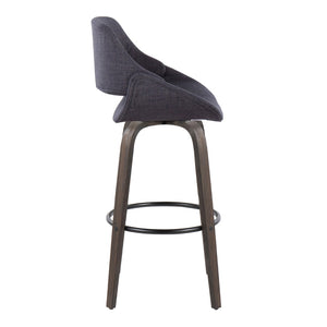 English Elm 30 Inch Mid-Century Swivel Barstools with Walnut Bentwood Legs and Charcoal Seats Set of 2 B202P291115