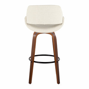 English Elm 30 Inch Swivel Barstools Set of 2 Walnut Bentwood Legs Cream Fabric MCM Kitchen B202P291120