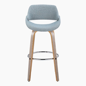 English Elm 30 Inch Swivel Barstools Set of 2 Mid Century Upholstered Seats Chrome Footrest B202P291121