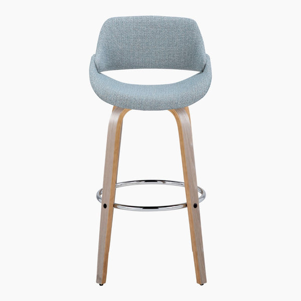 English Elm 30 Inch Swivel Barstools Set of 2 Mid Century Upholstered Seats Chrome Footrest B202P291121