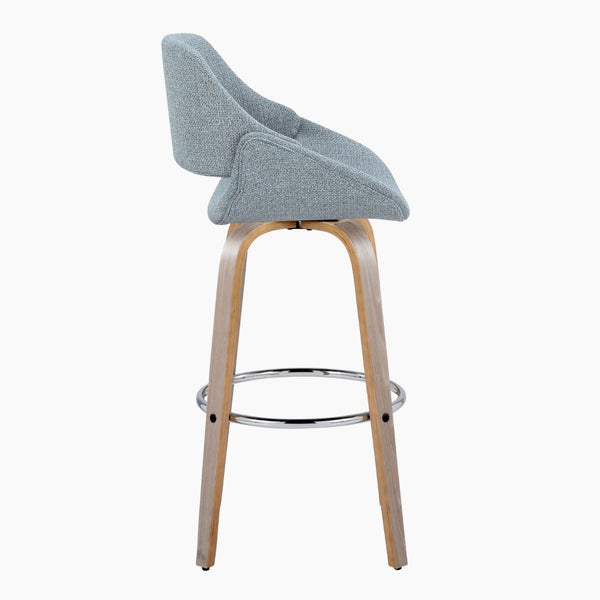 English Elm 30 Inch Swivel Barstools Set of 2 Mid Century Upholstered Seats Chrome Footrest B202P291121