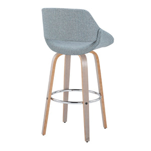 English Elm 30 Inch Swivel Barstools Set of 2 Mid Century Upholstered Seats Chrome Footrest B202P291121