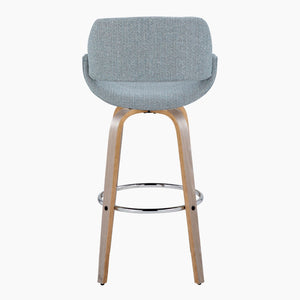 English Elm 30 Inch Swivel Barstools Set of 2 Mid Century Upholstered Seats Chrome Footrest B202P291121