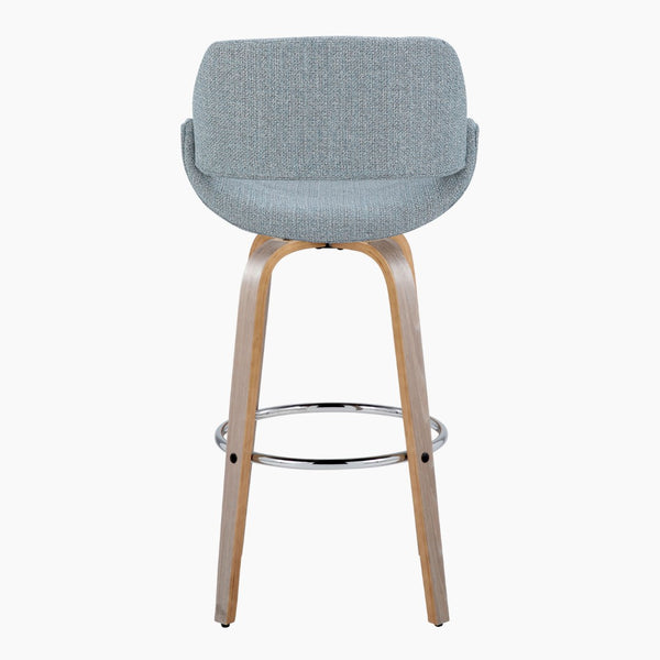 English Elm 30 Inch Swivel Barstools Set of 2 Mid Century Upholstered Seats Chrome Footrest B202P291121