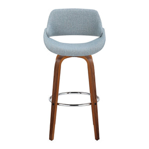 English Elm 30 Inch Mid-Century Swivel Barstools with Walnut Legs and Chrome Footrest Set of 2 B202P291123