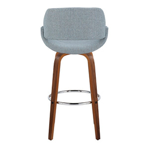 English Elm 30 Inch Mid-Century Swivel Barstools with Walnut Legs and Chrome Footrest Set of 2 B202P291123